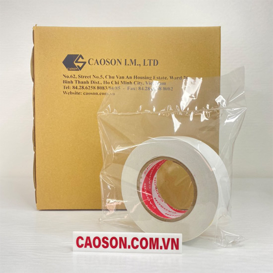 Băng keo 2 mặt plastic 2 sọc
